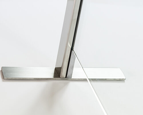 Tecnoprofile Esperion separé for breath divider with EDA paper pass clear glass satin steel internal foot detail